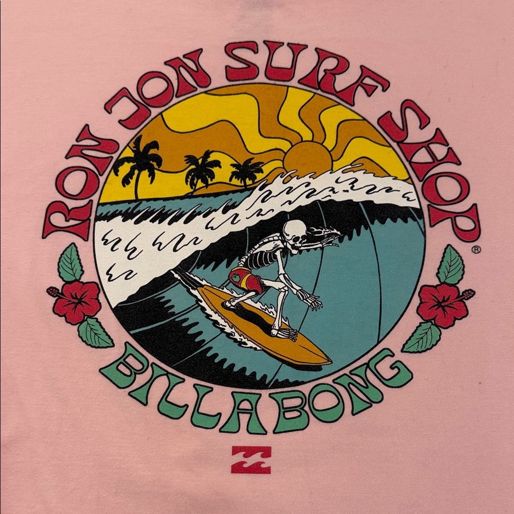 Billabong Ron Jon Unisex Light Pink Long Sleeve Tee Size Medium